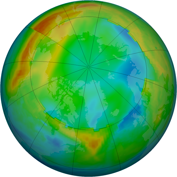 Arctic ozone map for 20 December 1988